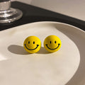 Yellow Smiley Face Round Stud Earrings Fashion Jewelry Accessories view 6
