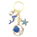 Blue Mermaid Starfish Shell Keychain With Pearl-Like Beads view 5