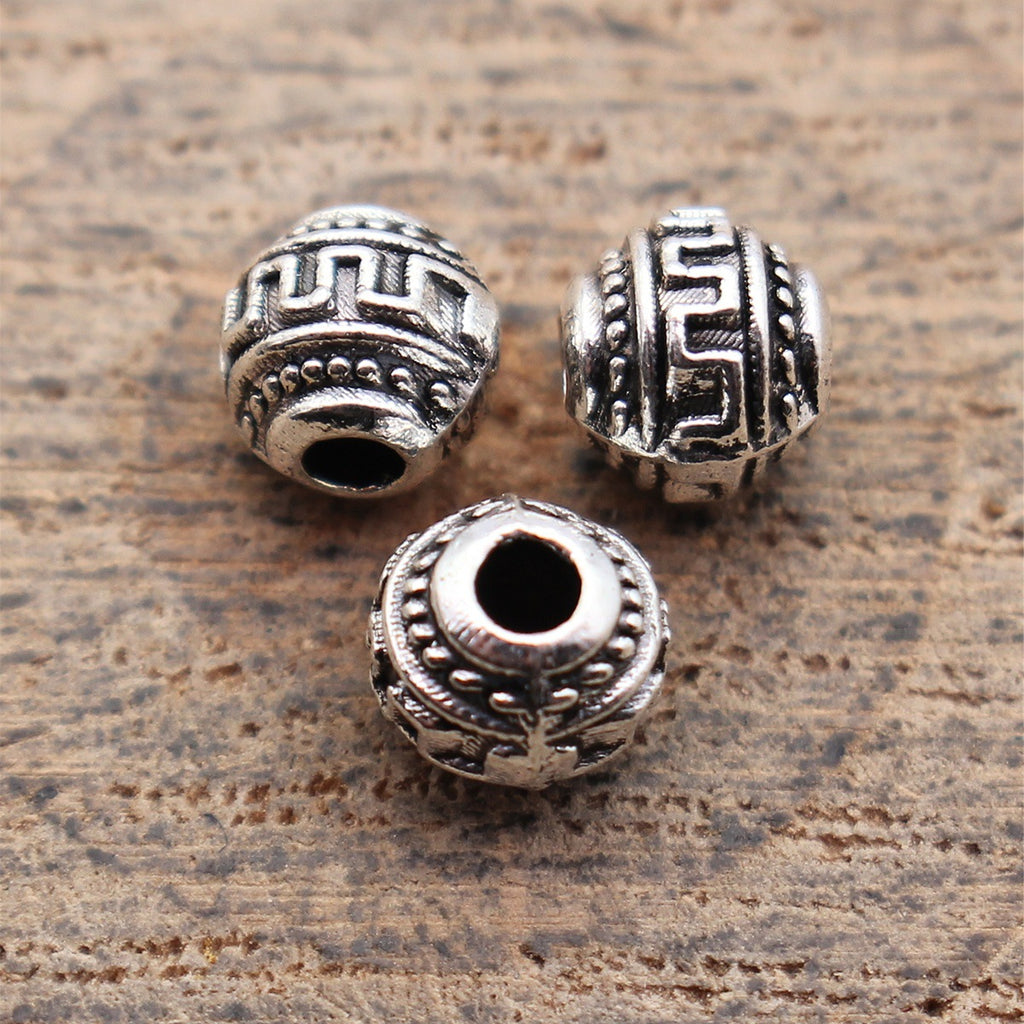 5.9x5.6x5.3mm 0.45g Antique Silver Zinc Alloy Vintage Texture Spacer Beads for DIY Bracelet Making