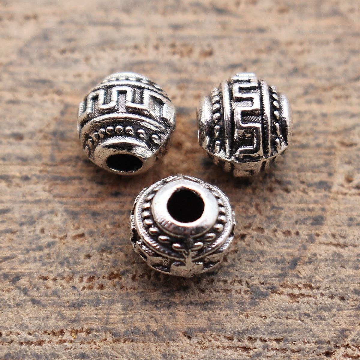 5.9x5.6x5.3mm 0.45g Antique Silver Zinc Alloy Vintage Texture Spacer Beads for DIY Bracelet Making