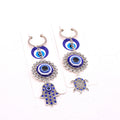 Silver Tone Turtle and Hamsa Blue Evil Eye Split Ring Keychains view 5