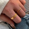 Gold Hammered Crinkle Textured Band Ring Metal Finish view 2