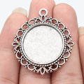 Looped Lace Round Cabochon Pendant Trays in Two Finishes view 5