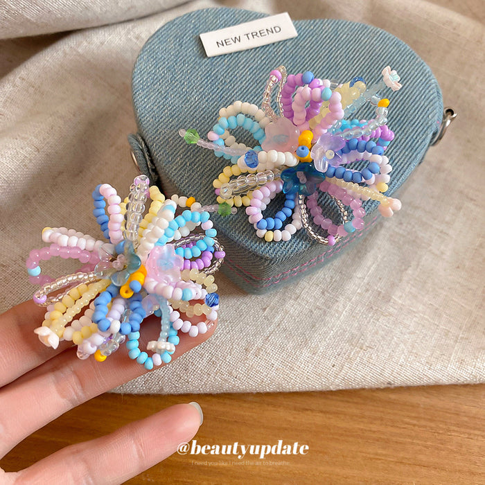 Rainbow Crystal Loop Flower Statement Stud Earrings