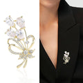Crystal Flower Bouquet Brooch With Bow in Two Finishes view 2