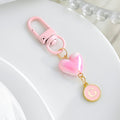 Pink Pearlescent Heart And Round Initial Letter Keychain view 10