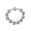 Purple Square Halo Crystal Necklace Bracelet And Earrings view 5