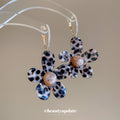 Leopard Acetate Flower Drop Hoop Earrings Jewelry Pair view 4