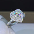 Heart-Shaped Double-Halo Clear Stone Ring In Silver Tone view 1