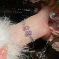 Butterfly Crystal Open Cuff Bracelet Dual Bar 3 Styles view 4