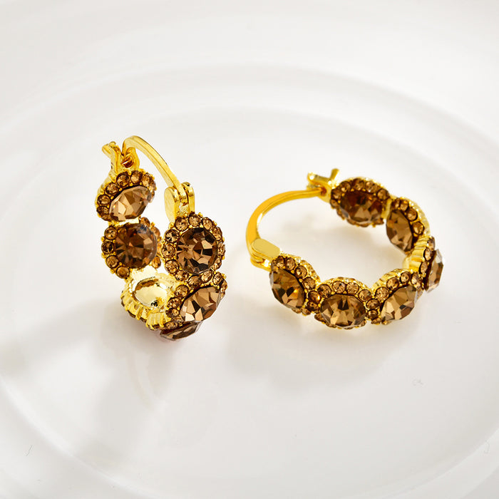 Smoky Crystal Huggie Hoop Earrings for Women in the Pictured Finish