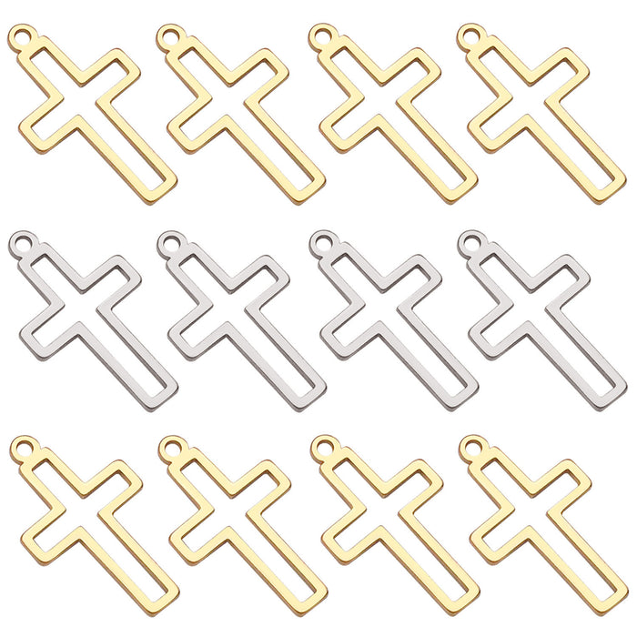 Gold-Tone Cross Metal Charms with 3 Listed Options