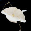 Long Floral Y Drop Necklace in Gold and Silver Tone view 6