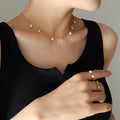 Gold Star Moon And Pearl Charm Necklace Delicate Link Chain view 4