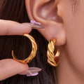 Twisted Hoop Earrings in Plain Blue and Purple Enamel Styles view 2