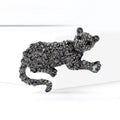 Rhinestone Leopard Brooch with Curved Tail and Spotted Body view 2