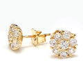 Gold Round Cluster Clear CZ Stud Earrings Metal Pair view 2