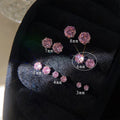 Silver Tone Pink Round Faceted Stone Stud Earrings In Six Sizes view 11