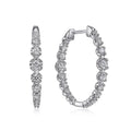 Silver Round Stone Pavé Clear CZ Hoop Earrings Pair view 2