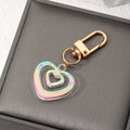 Gold Tone Iridescent Acrylic Heart and Gem Clip Keychains view 3