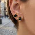 Black Cabochon Cross Pendant Necklace And Stud Earrings view 4