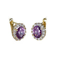 Colored Oval Halo Hinged Hoop Earrings In Five Stone Colors view 5