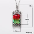 Gradient Rectangular Stone Crown Frame Pendant Necklace view 5