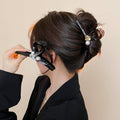 Brown Translucent Pearl Crystal Bow Hair Claw Clip view 1