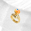 Gold Tone Swirled Glass Evil Eye Adjustable Rings in Ten Colors view 8