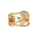 Gold Multi Band Textured Three Stone Finger Ring Sizes 5-12 view 5