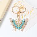 Cat Eye Stone Butterfly Keychain Gold Clasp Four Colors view 2
