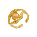 Gold Open Eye Ring Textured Band Clear Center Stone view 5