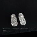 Silver Molten Circle Square Stack Drop Stud Earrings Pair Style view 4
