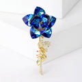 Faceted Rose Brooch With Faceted Crystals And Polished Metal Details view 2
