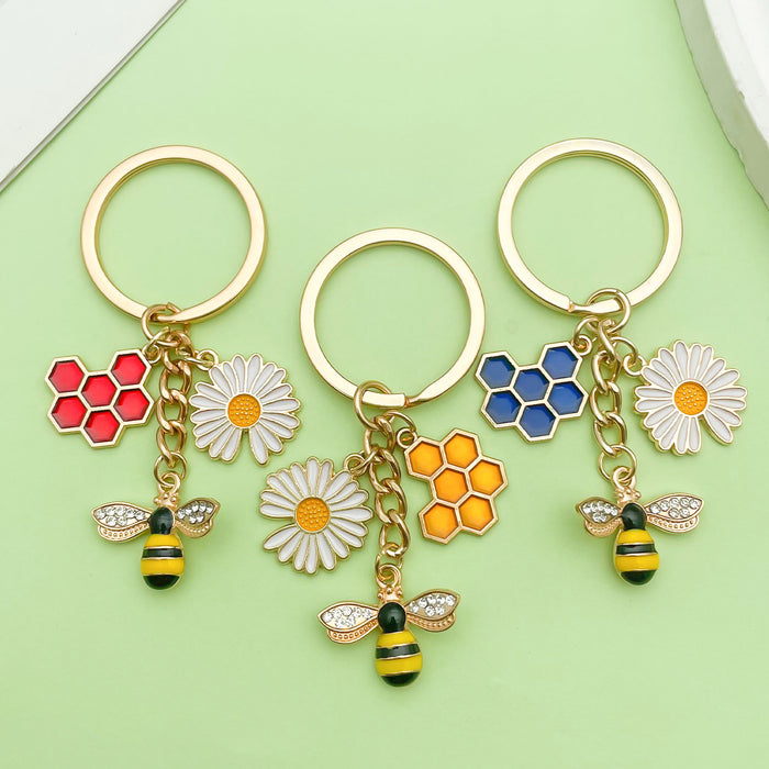 Bee and Honeycomb Charm Keychains Featuring Bee Across 47 Pictured Variations