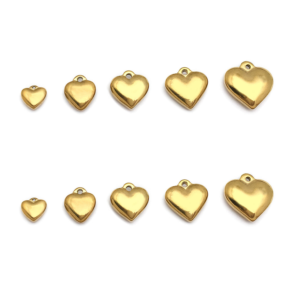 Vacuum Plated Stainless Steel Heart Charm Pendant for DIY Earrings Necklace Jewelry