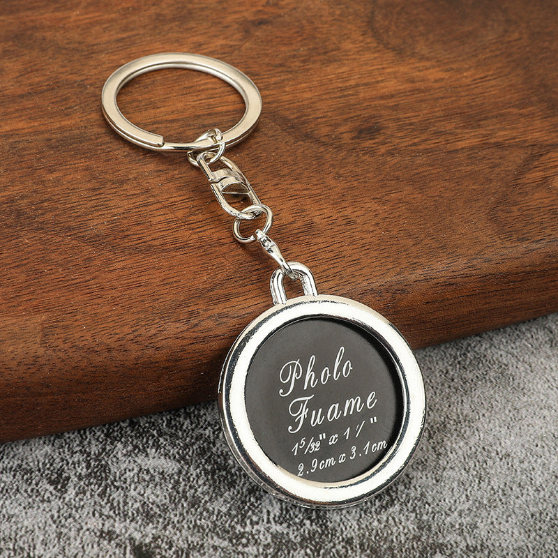 Heart Photo Frame Metal Keychain Square Couple Keepsake Charm