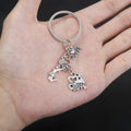 Silver Tone Cheerleader Pom Pom and Letter Keychain view 3