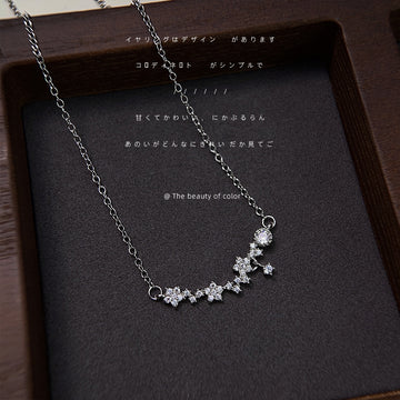 Silver Tone Clear Stone Crescent Star And Spiral Pendant Necklaces