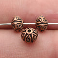 Four Finish Floral Heart Round Spacer Bead Metal Jewelry Making Component view 3