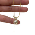 Round Pearl Pendant Necklace With Clear Crystal Accent view 5