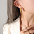 Twisted U Shape Zircon Hoop Earrings Large Small Green White view 6