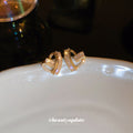 Gold Tone Open Heart Crystal Stud Earrings Fashion Jewelry view 4