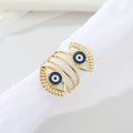 Gold Tone Double Blue Evil Eye Spiral Adjustable Ring view 4