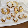 Gold Tone Pearl Stud Earrings in Two Sculptural Designs view 3