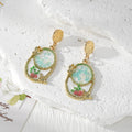 Gold Vintage Frame Dried Flower Resin Drop Earrings Four Styles view 3