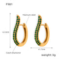 Crystal Hoop Huggie Earrings Gold Steel Twist U-Shape Styles view 11