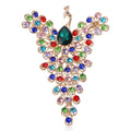 Multicolor Crystal Peacock Brooch with Long Tail Decorative Metal Pin view 1