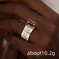 Two-Tone Wide Band Ring with Clear Baguette Stones view 4