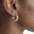 C-Shape Thick Hoop Earrings Star Zircon Gold Steel view 2